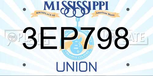 3EP798 Mississippi License Plate