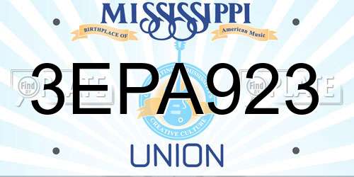 3EPA923 Mississippi License Plate