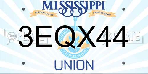 3EQX44 Mississippi License Plate