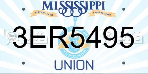 3ER5495 Mississippi License Plate