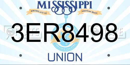 3ER8498 Mississippi License Plate