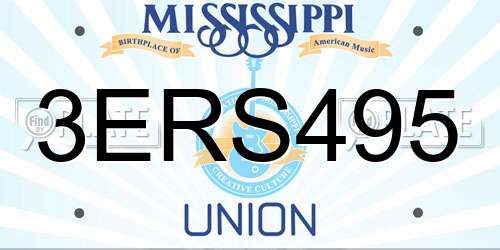 3ERS495 Mississippi License Plate