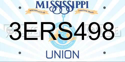 3ERS498 Mississippi License Plate