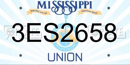 3ES2658 Mississippi License Plate