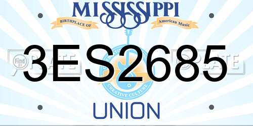 3ES2685 Mississippi License Plate