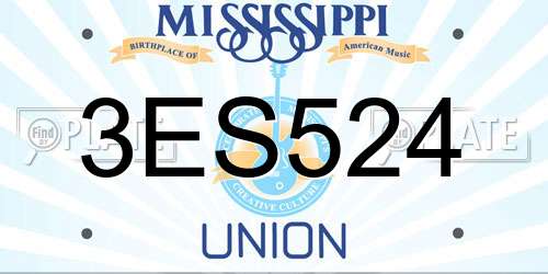 3ES524 Mississippi License Plate