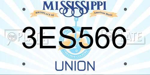 3ES566 Mississippi License Plate