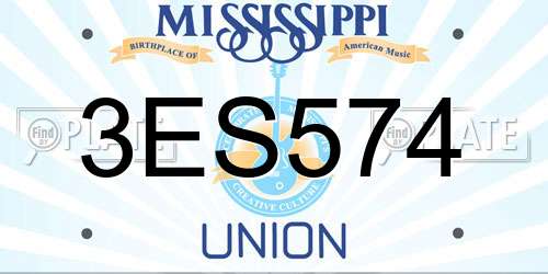3ES574 Mississippi License Plate