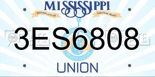 3ES6808 Mississippi License Plate
