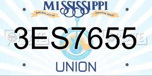 3ES7655 Mississippi License Plate