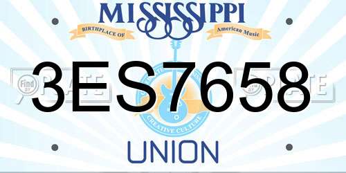 3ES7658 Mississippi License Plate