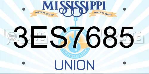 3ES7685 Mississippi License Plate