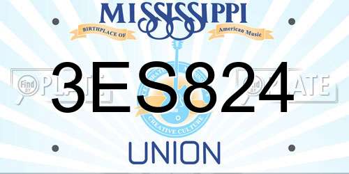 3ES824 Mississippi License Plate