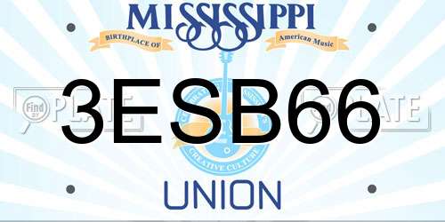 3ESB66 Mississippi License Plate