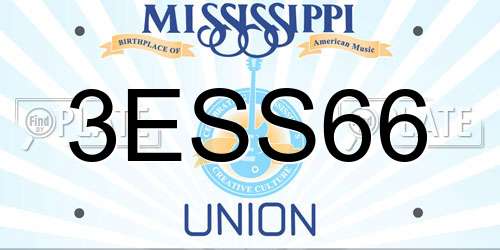 3ESS66 Mississippi License Plate