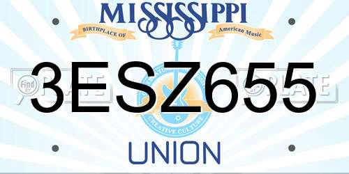 3ESZ655 Mississippi License Plate