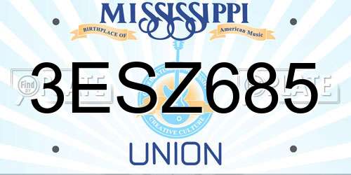 3ESZ685 Mississippi License Plate