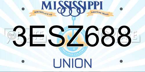 3ESZ688 Mississippi License Plate