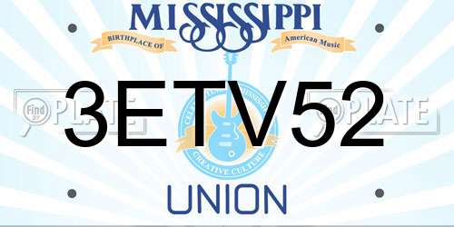 3ETV52 Mississippi License Plate
