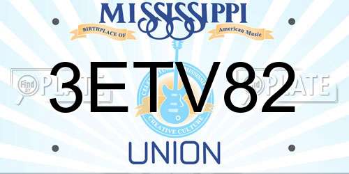 3ETV82 Mississippi License Plate