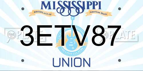 3ETV87 Mississippi License Plate