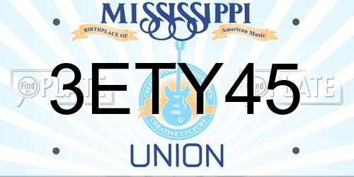 3ETY45 Mississippi License Plate