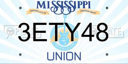 3ETY48 Mississippi License Plate