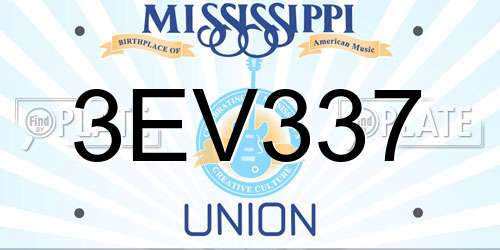 3EV337 Mississippi License Plate