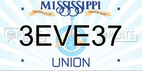 3EVE37 Mississippi License Plate