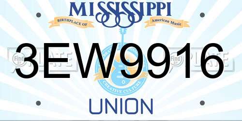3EW9916 Mississippi License Plate