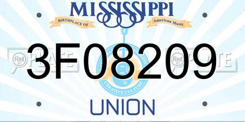 3F08209 Mississippi License Plate