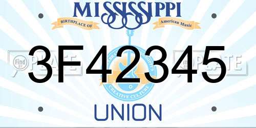 3F42345 Mississippi License Plate