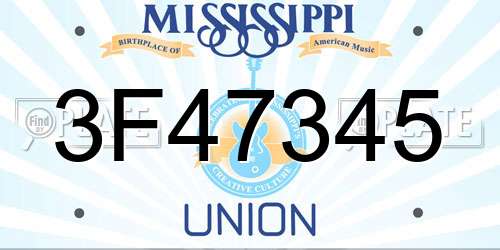 3F47345 Mississippi License Plate