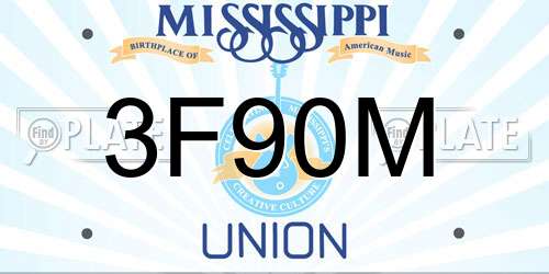 3F90M Mississippi License Plate