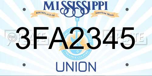 3FA2345 Mississippi License Plate
