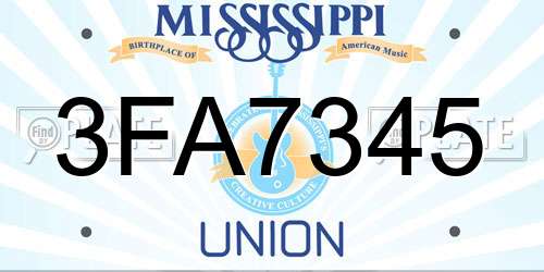3FA7345 Mississippi License Plate