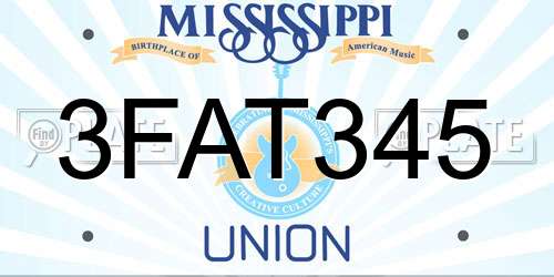 3FAT345 Mississippi License Plate