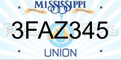 3FAZ345 Mississippi License Plate