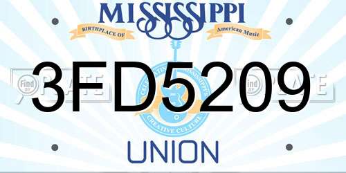 3FD5209 Mississippi License Plate