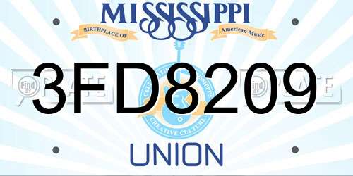 3FD8209 Mississippi License Plate