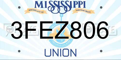 3FEZ806 Mississippi License Plate