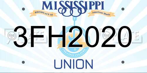 3FH2020 Mississippi License Plate