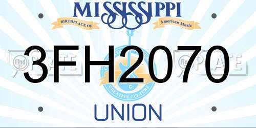3FH2070 Mississippi License Plate