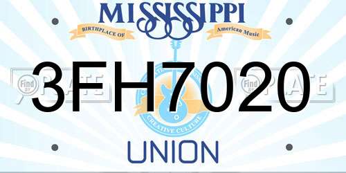 3FH7020 Mississippi License Plate