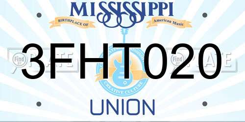 3FHT020 Mississippi License Plate