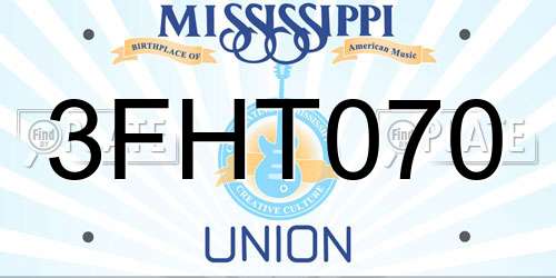 3FHT070 Mississippi License Plate