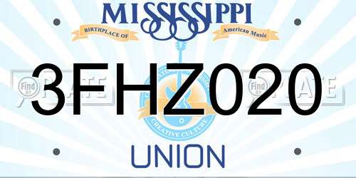 3FHZ020 Mississippi License Plate