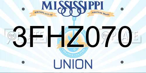3FHZ070 Mississippi License Plate