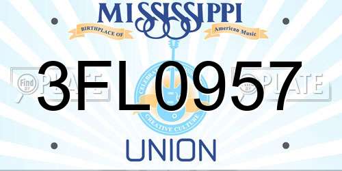 3FL0957 Mississippi License Plate