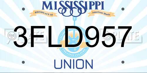3FLD957 Mississippi License Plate